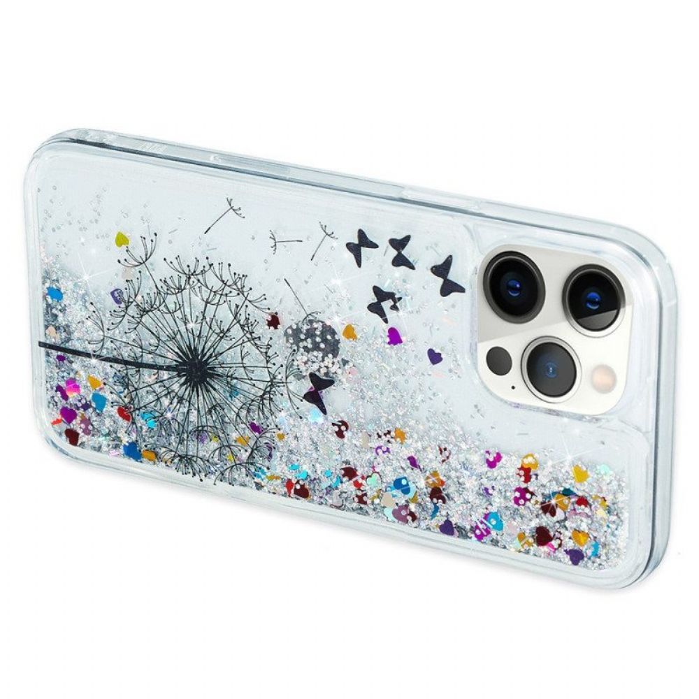 Hülle Für iPhone 15 Pro Max Löwenzahnglitter