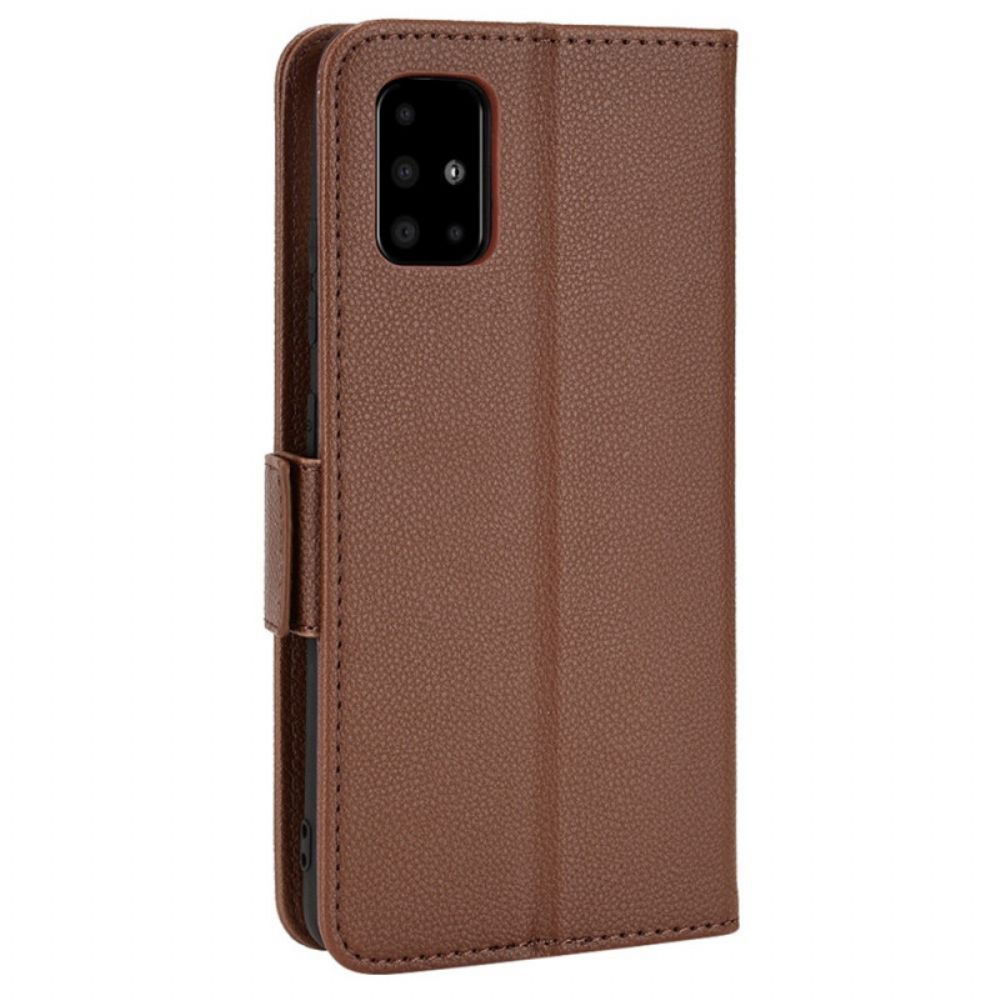 Lederhüllen Für Samsung Galaxy A51 5G Flip Case Doppelte Neue Farbklappe