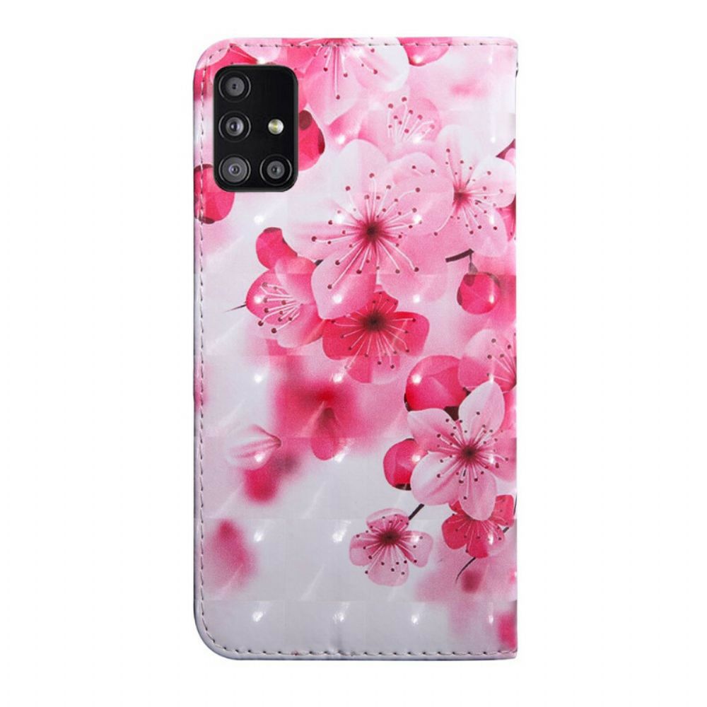 Lederhüllen Für Samsung Galaxy A51 5G Rosa Blumen