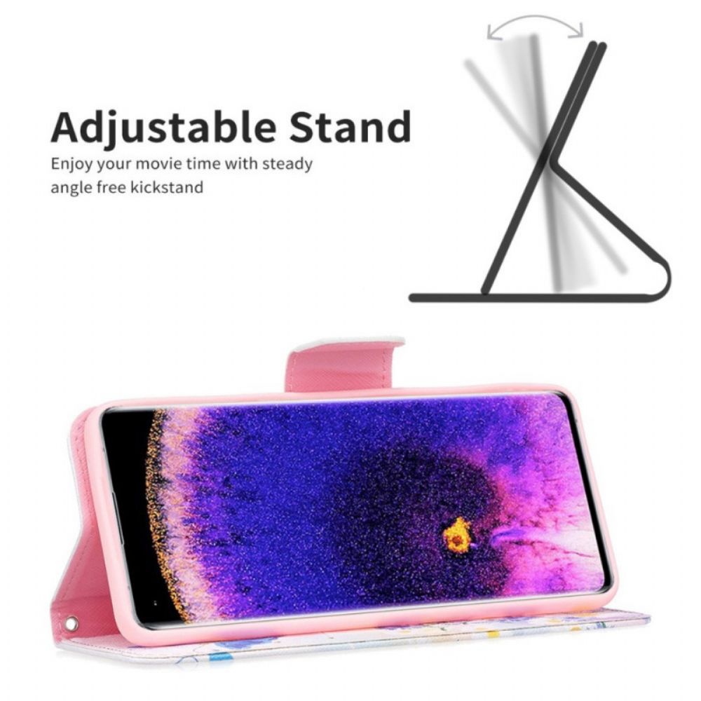 Flip Case Für Oppo Reno 7 Aquarell Schmetterlinge