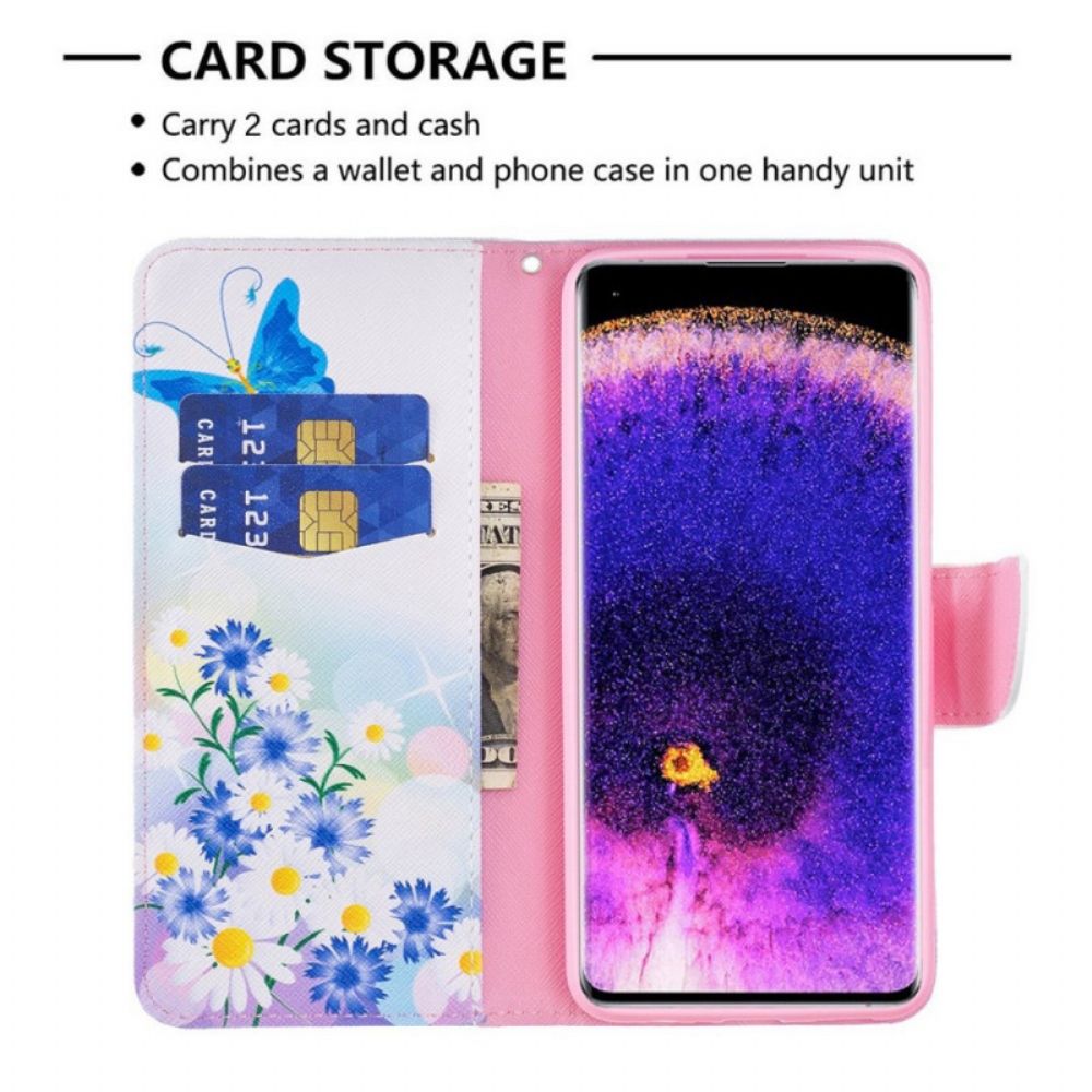 Flip Case Für Oppo Reno 7 Aquarell Schmetterlinge