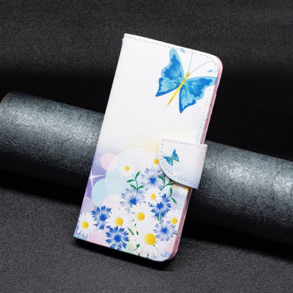 Flip Case Für Oppo Reno 7 Aquarell Schmetterlinge