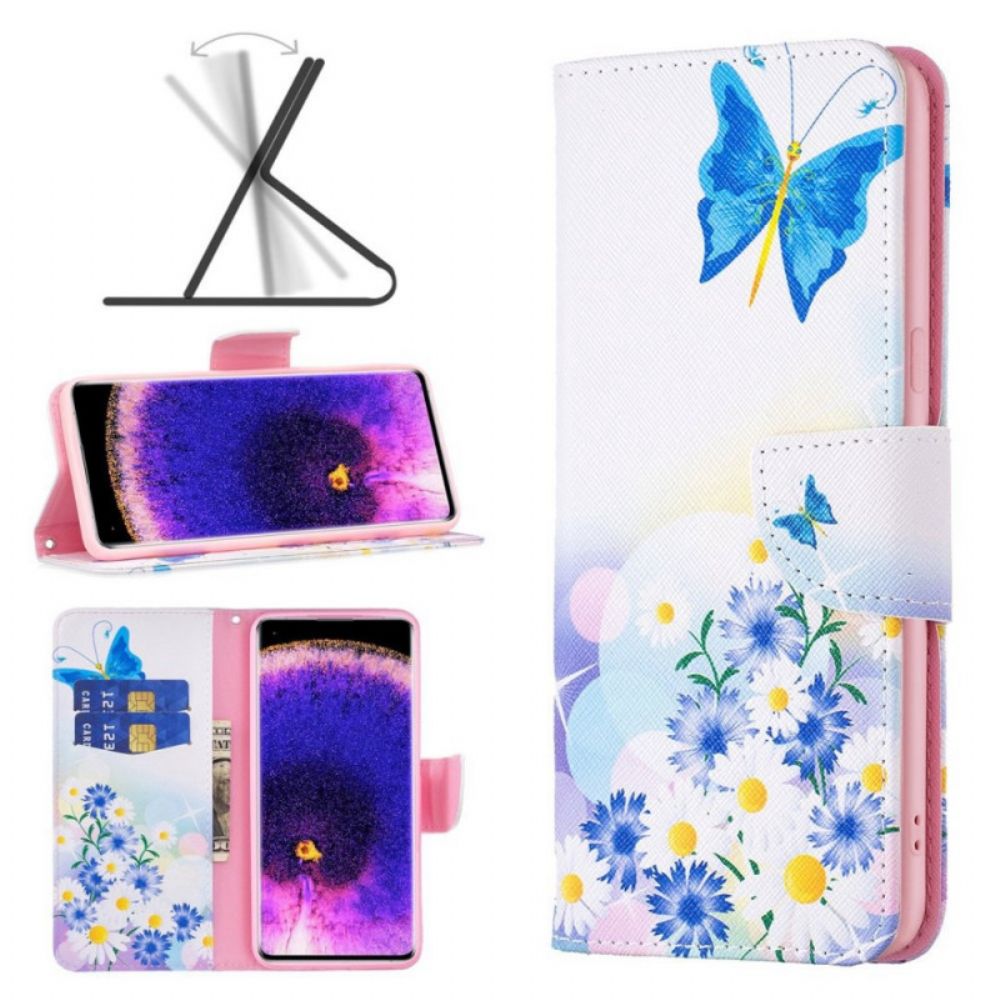 Flip Case Für Oppo Reno 7 Aquarell Schmetterlinge