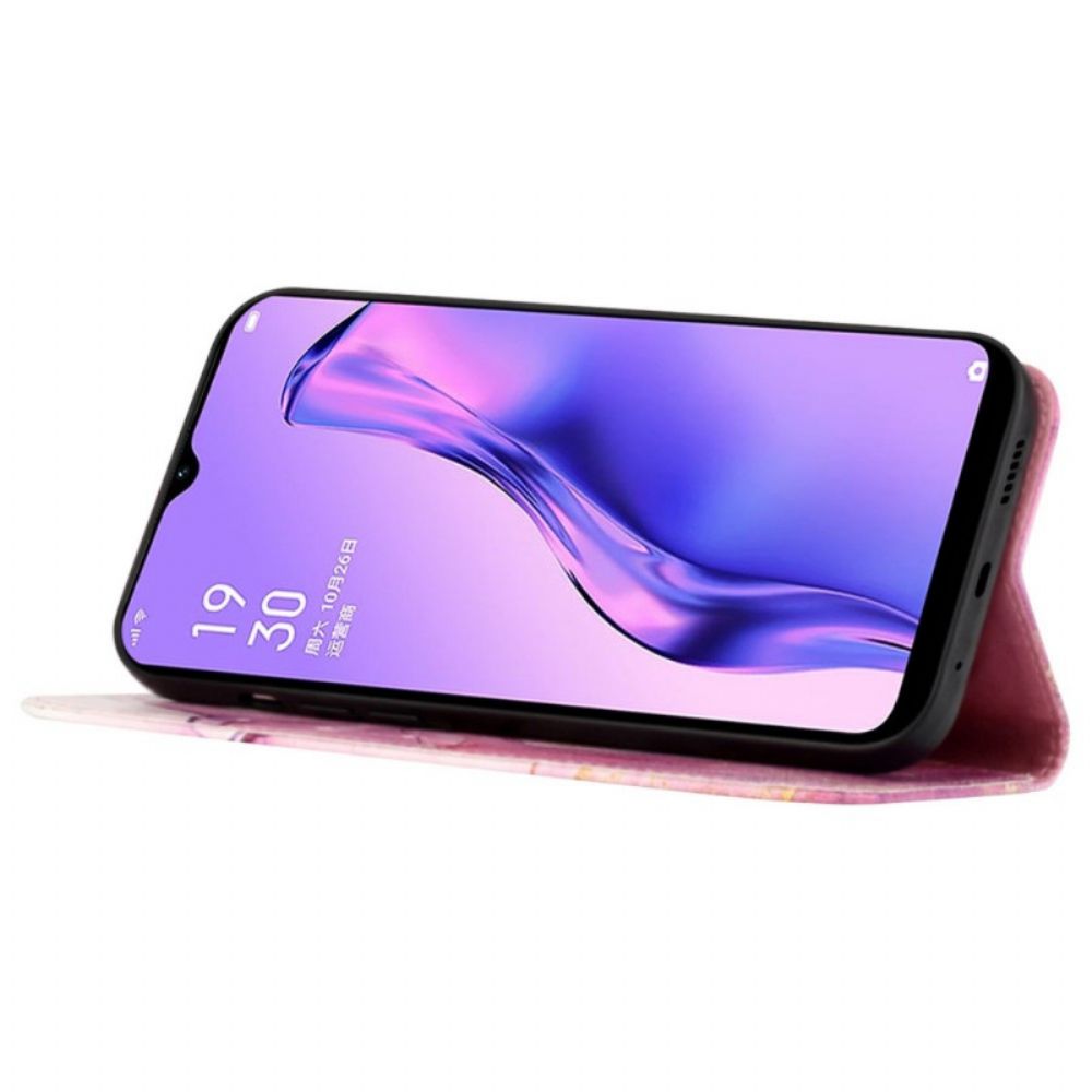 Flip Case Für Oppo Reno 7 Mit Kordel Armband Marmor