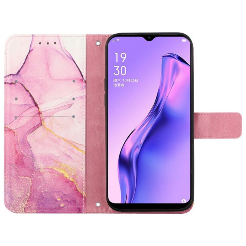 Flip Case Für Oppo Reno 7 Mit Kordel Armband Marmor