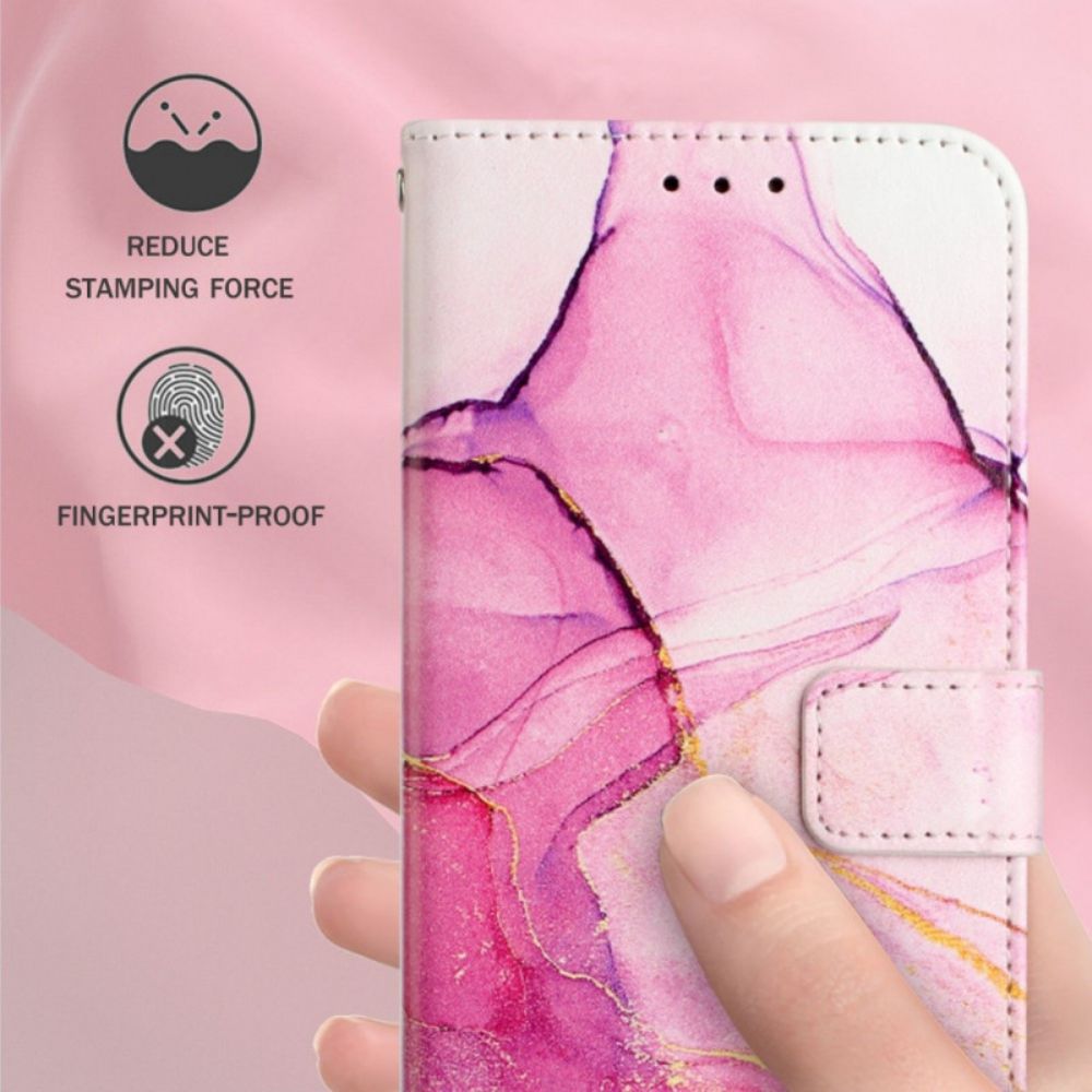 Flip Case Für Oppo Reno 7 Mit Kordel Armband Marmor