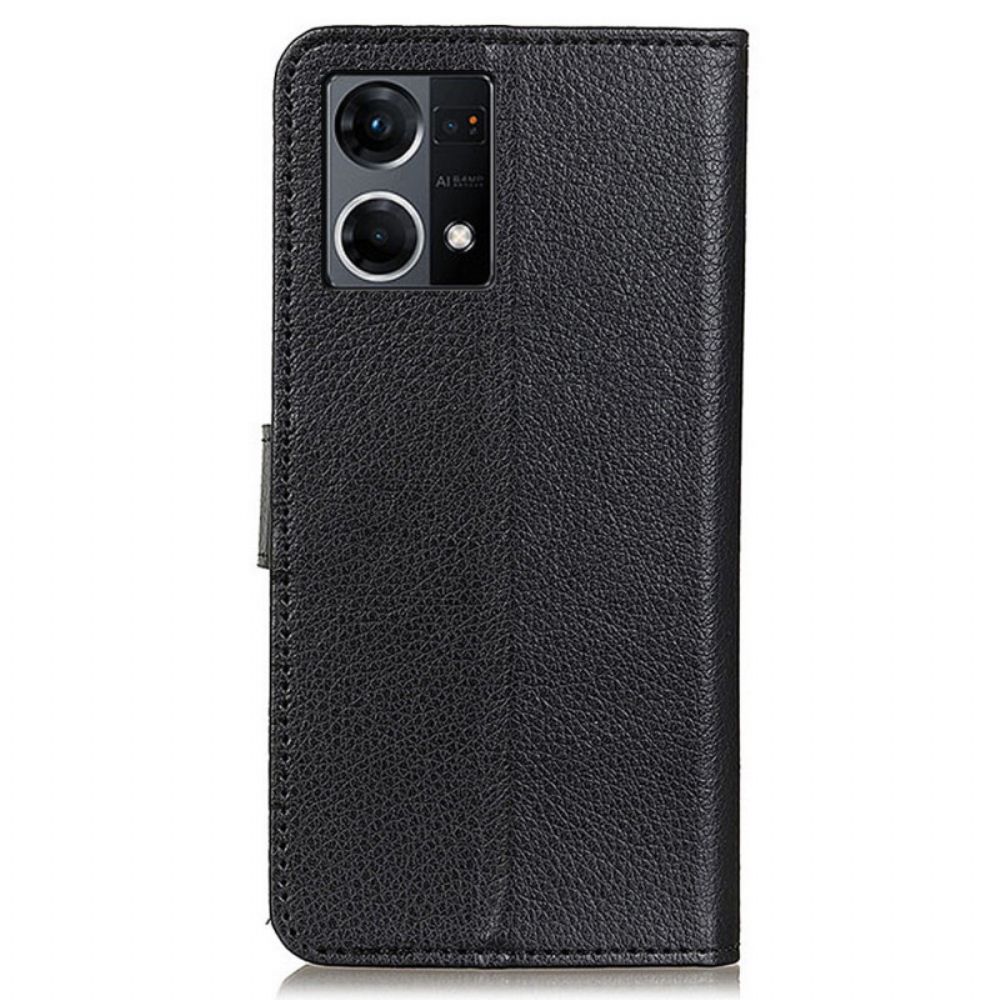 Flip Case Für Oppo Reno 7 Traditionelle Litschi-lederoptik