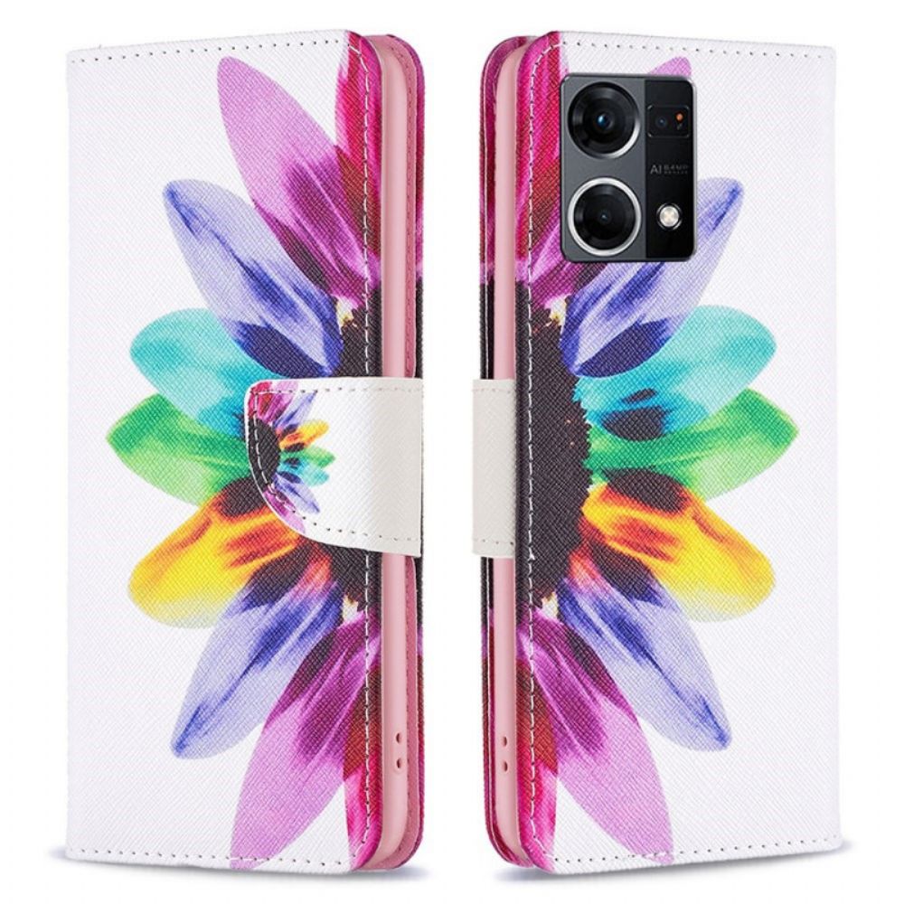 Lederhüllen Für Oppo Reno 7 Aquarell Blume