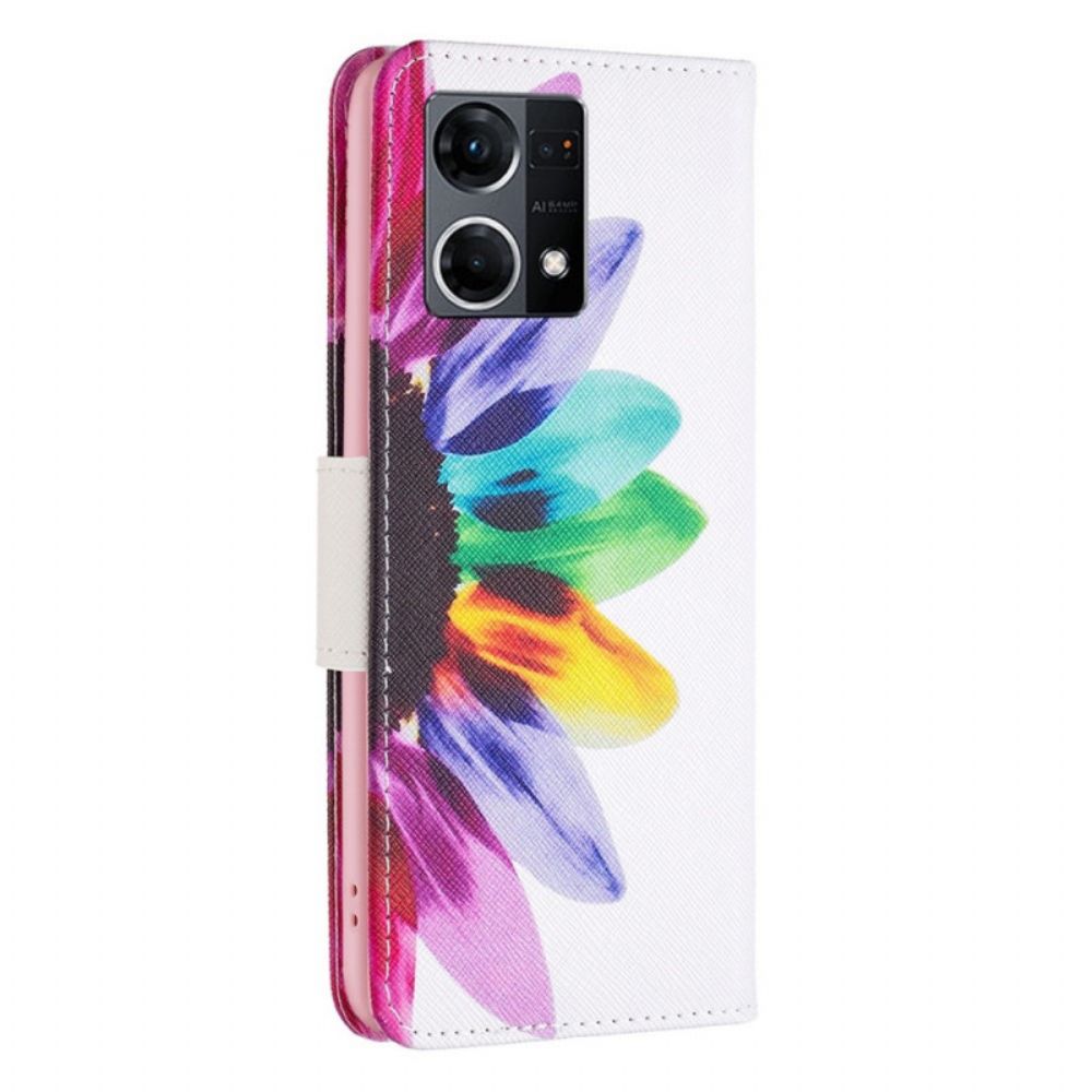 Lederhüllen Für Oppo Reno 7 Aquarell Blume