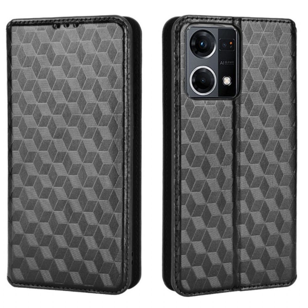 Schutzhülle Für Oppo Reno 7 Flip Case 3d-würfel Lederoptik