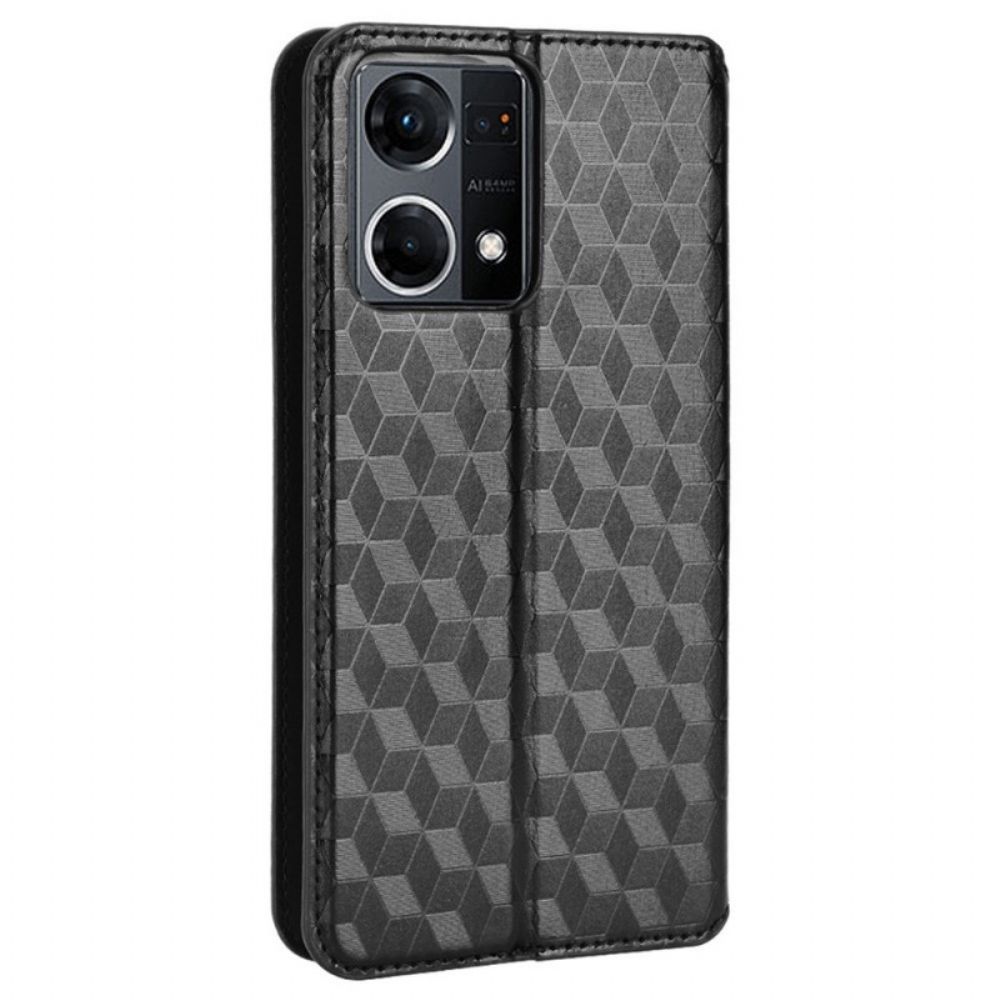 Schutzhülle Für Oppo Reno 7 Flip Case 3d-würfel Lederoptik