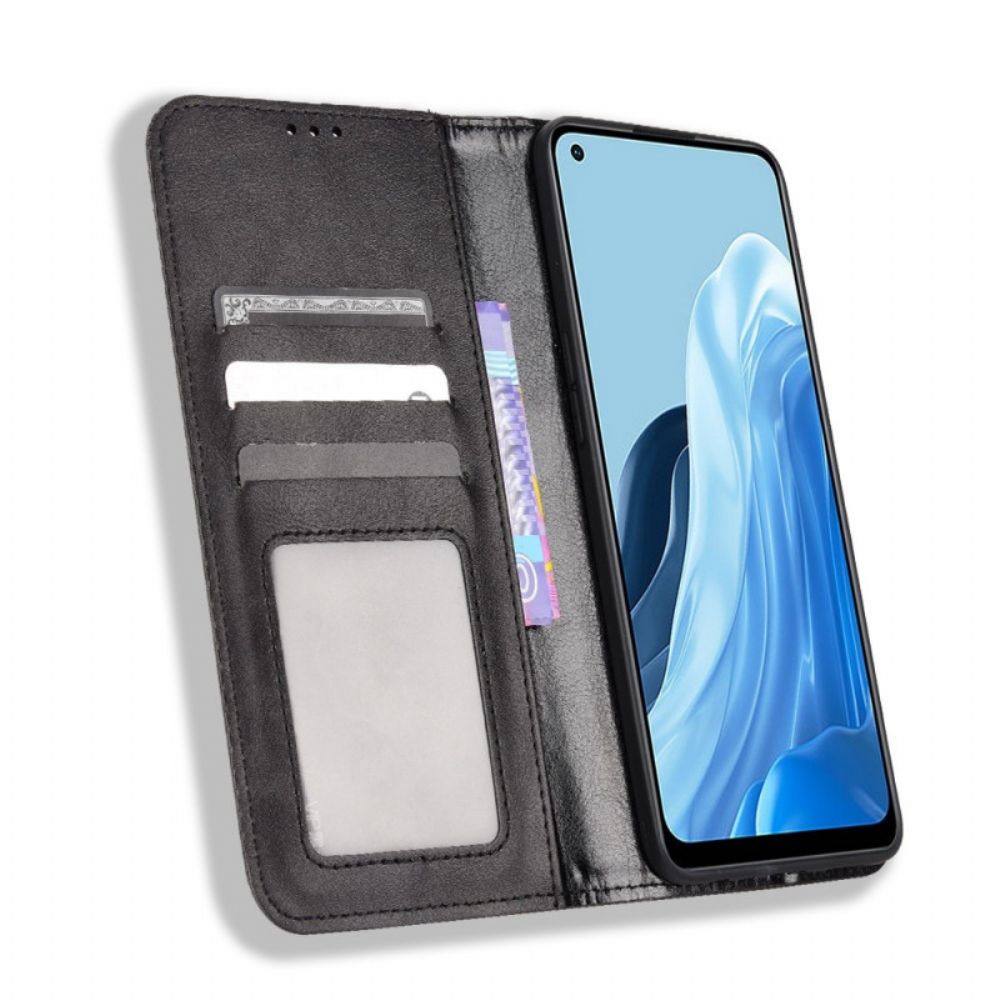 Schutzhülle Für Oppo Reno 7 Flip Case Gestylter Lederstil