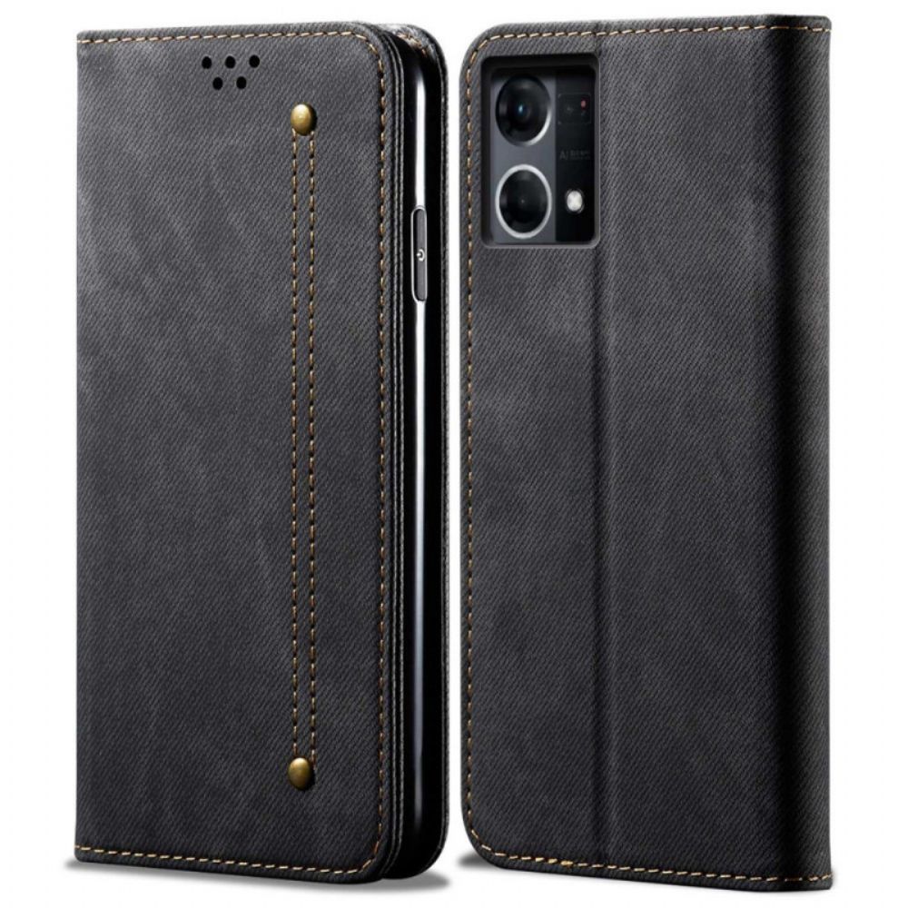 Schutzhülle Für Oppo Reno 7 Flip Case Jeansstoff