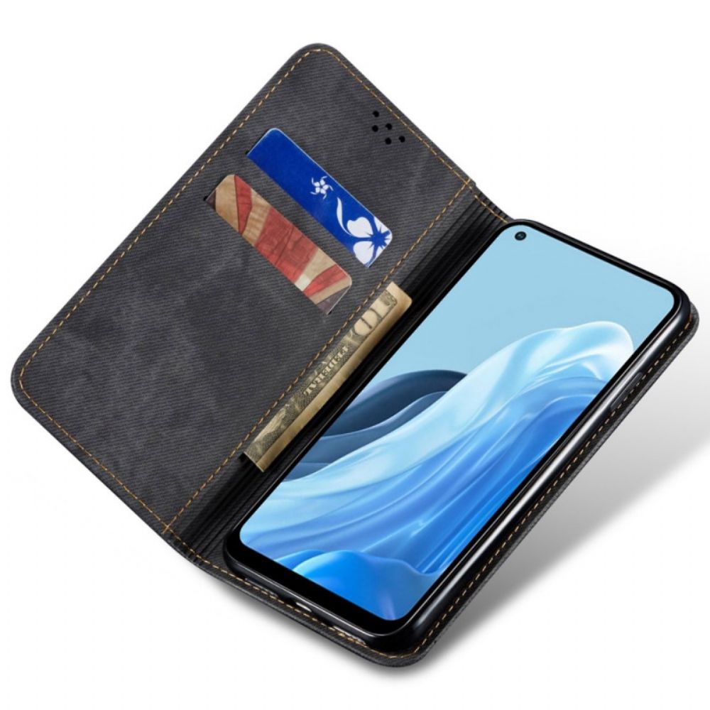 Schutzhülle Für Oppo Reno 7 Flip Case Jeansstoff