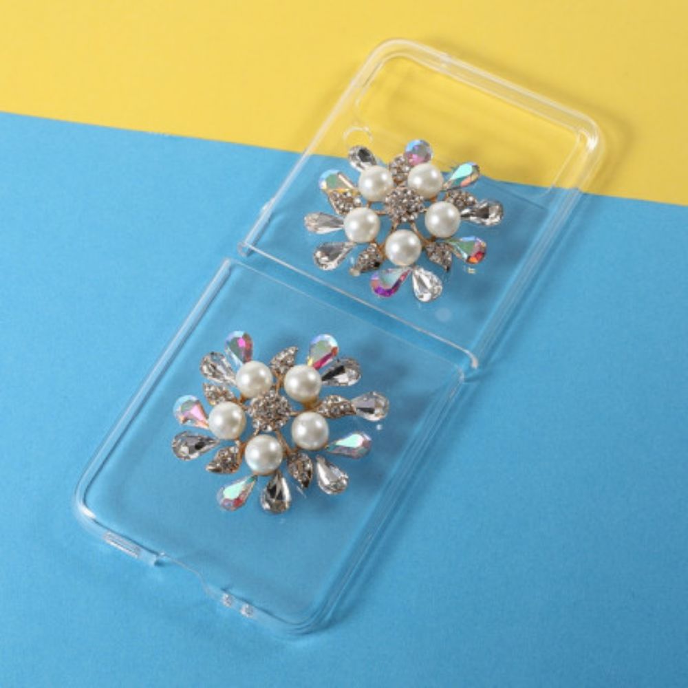 Handyhülle Für Samsung Galaxy Z Flip 3 5G Flip Case Blumen-edelstein