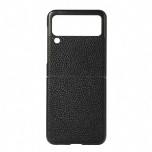 Handyhülle Für Samsung Galaxy Z Flip 3 5G Flip Case Echtes Litschifarbenes Leder