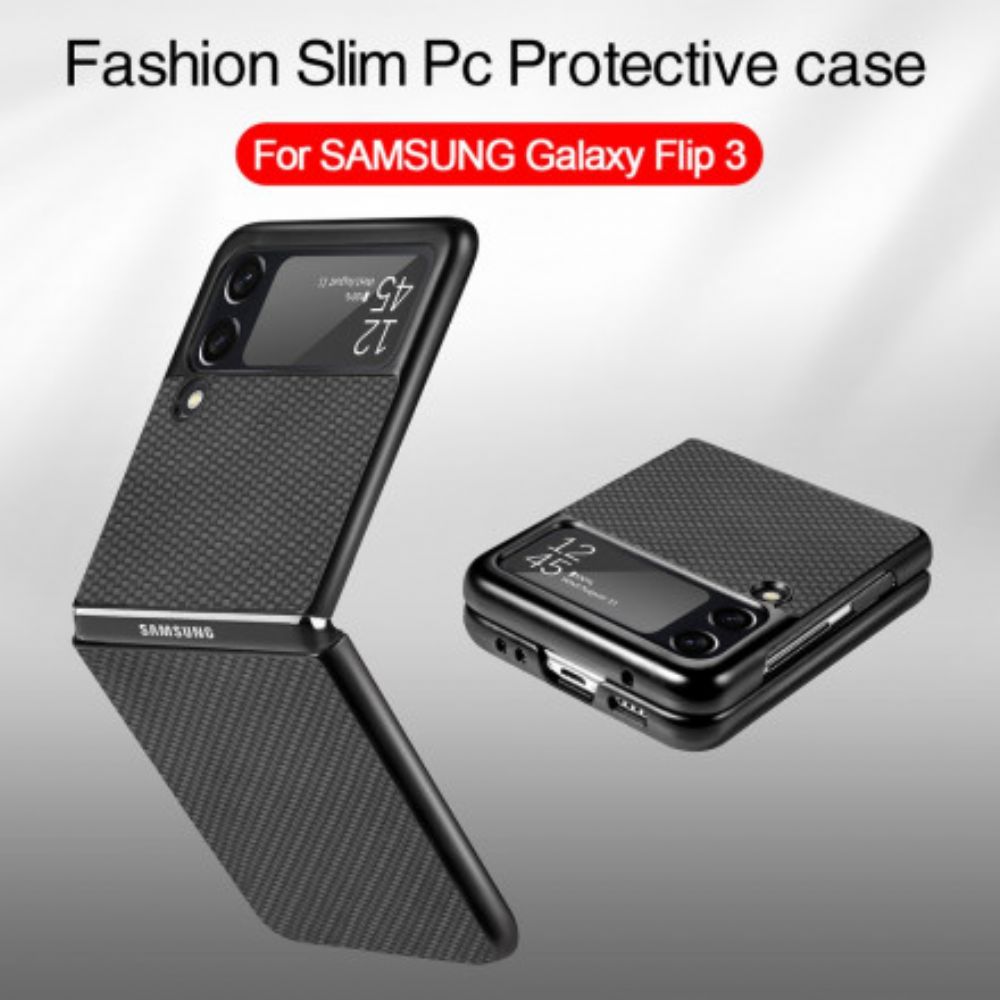 Handyhülle Für Samsung Galaxy Z Flip 3 5G Flip Case Strukturierte Kohlefaser