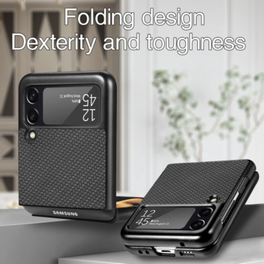 Handyhülle Für Samsung Galaxy Z Flip 3 5G Flip Case Strukturierte Kohlefaser