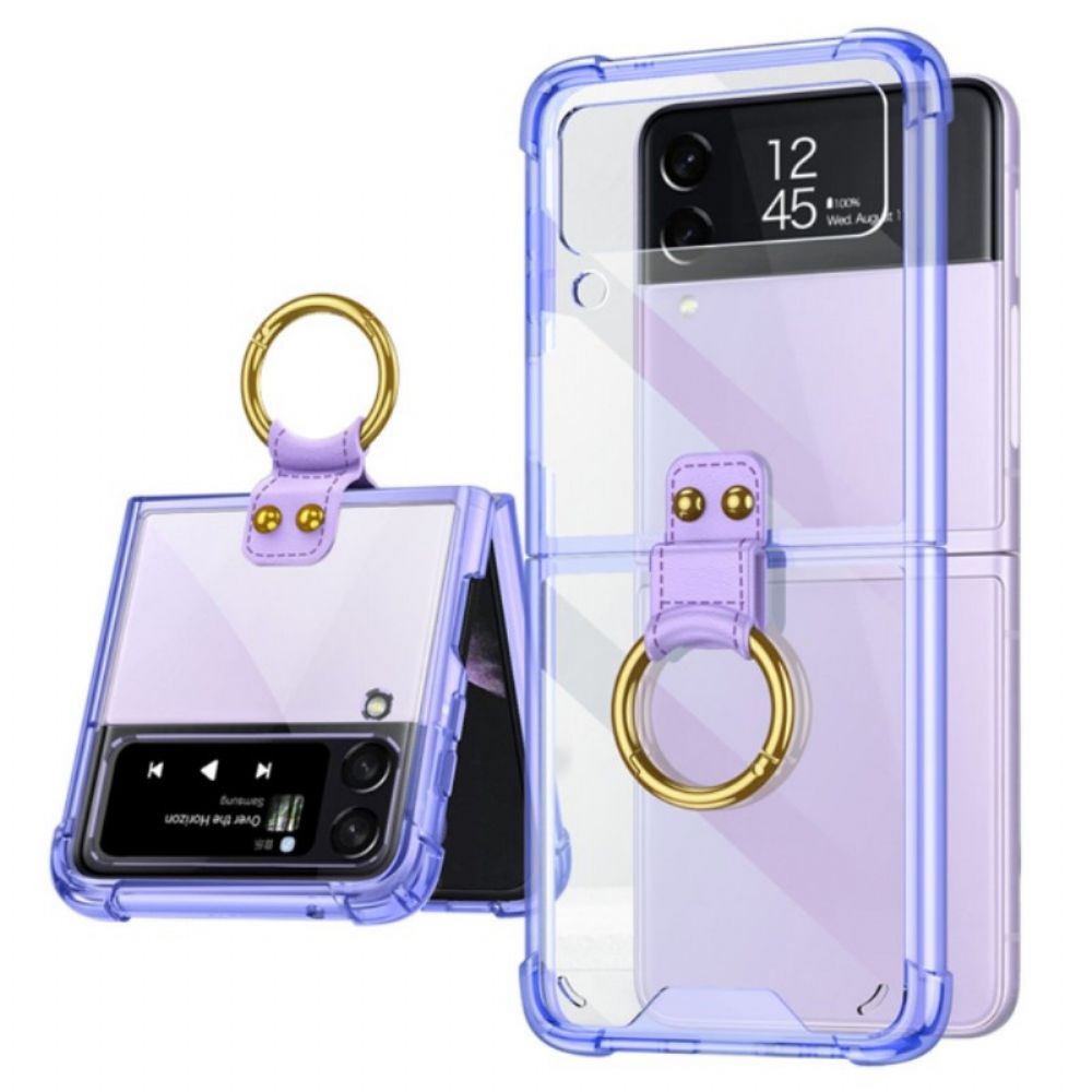 Handyhülle Für Samsung Galaxy Z Flip 3 5G Flip Case Transparenter Ring-support Gkk