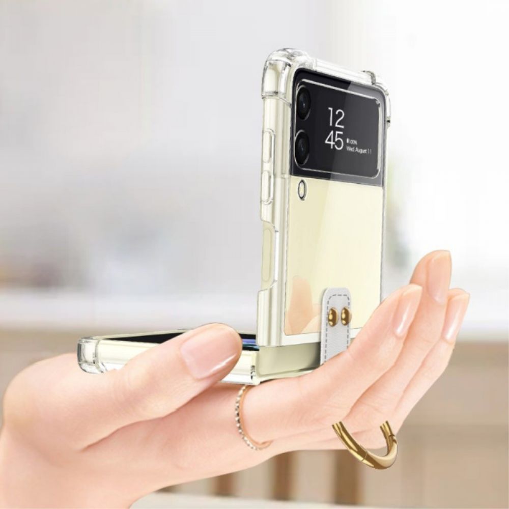 Handyhülle Für Samsung Galaxy Z Flip 3 5G Flip Case Transparenter Ring-support Gkk