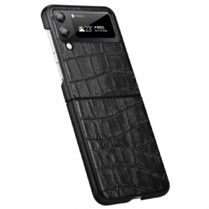 Hülle Für Samsung Galaxy Z Flip 3 5G Flip Case Echtes Leder Mit Krokoprägung