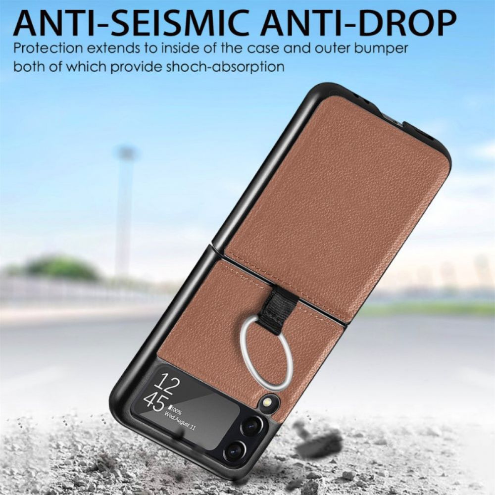 Hülle Für Samsung Galaxy Z Flip 3 5G Flip Case Lederoptik Mit Ring