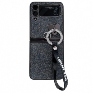 Hülle Für Samsung Galaxy Z Flip 3 5G Flip Case Paillettenanhänger Und Lanyard