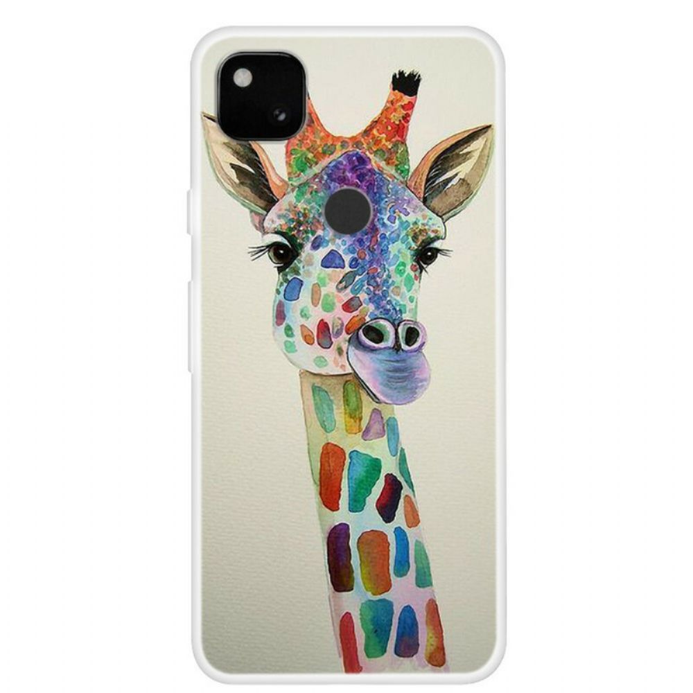 Hülle Für Google Pixel 4a Bunte Giraffe