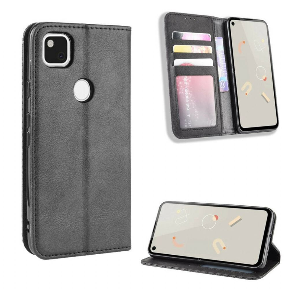 Schutzhülle Für Google Pixel 4a Flip Case Stilisierter Vintage-ledereffekt