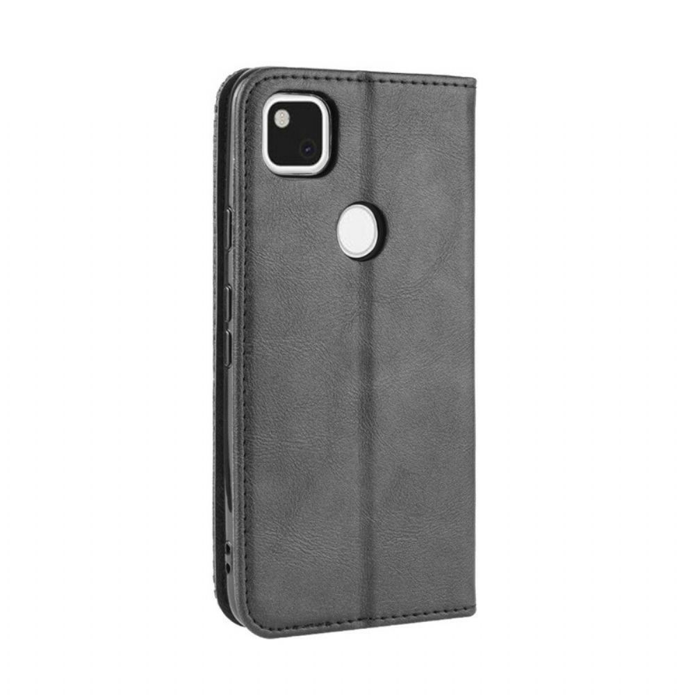 Schutzhülle Für Google Pixel 4a Flip Case Stilisierter Vintage-ledereffekt