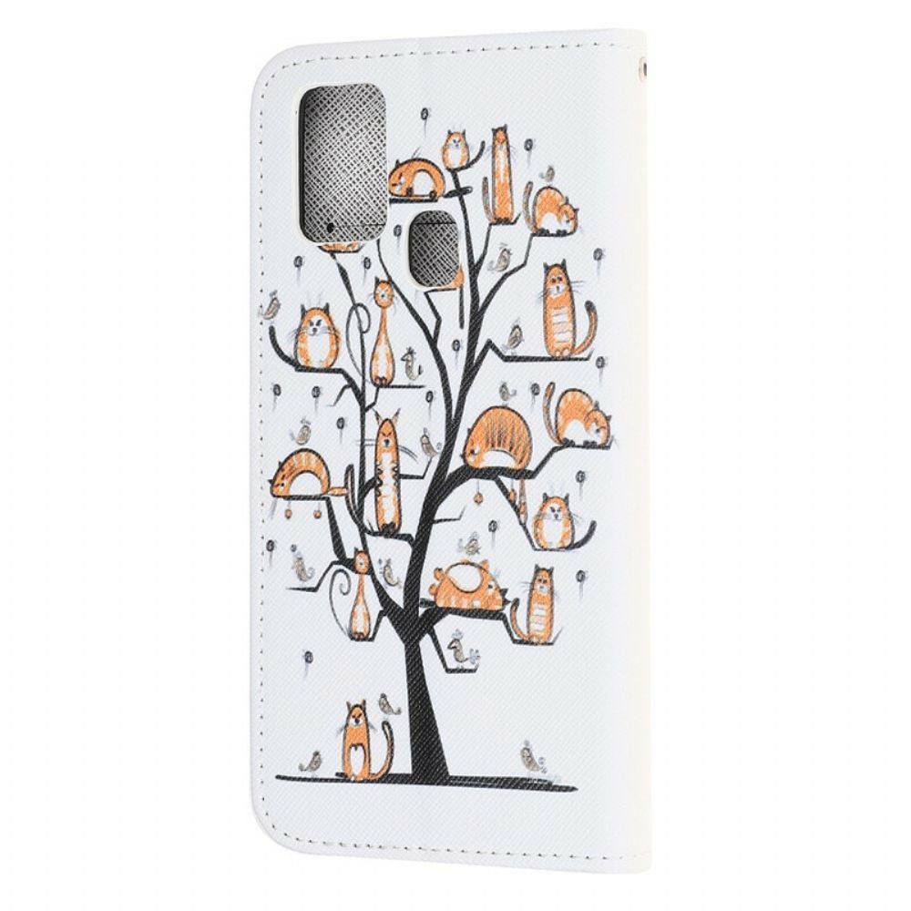 Flip Case Für Honor 9X Lite Mit Kordel Funky Cats Mit Riemen