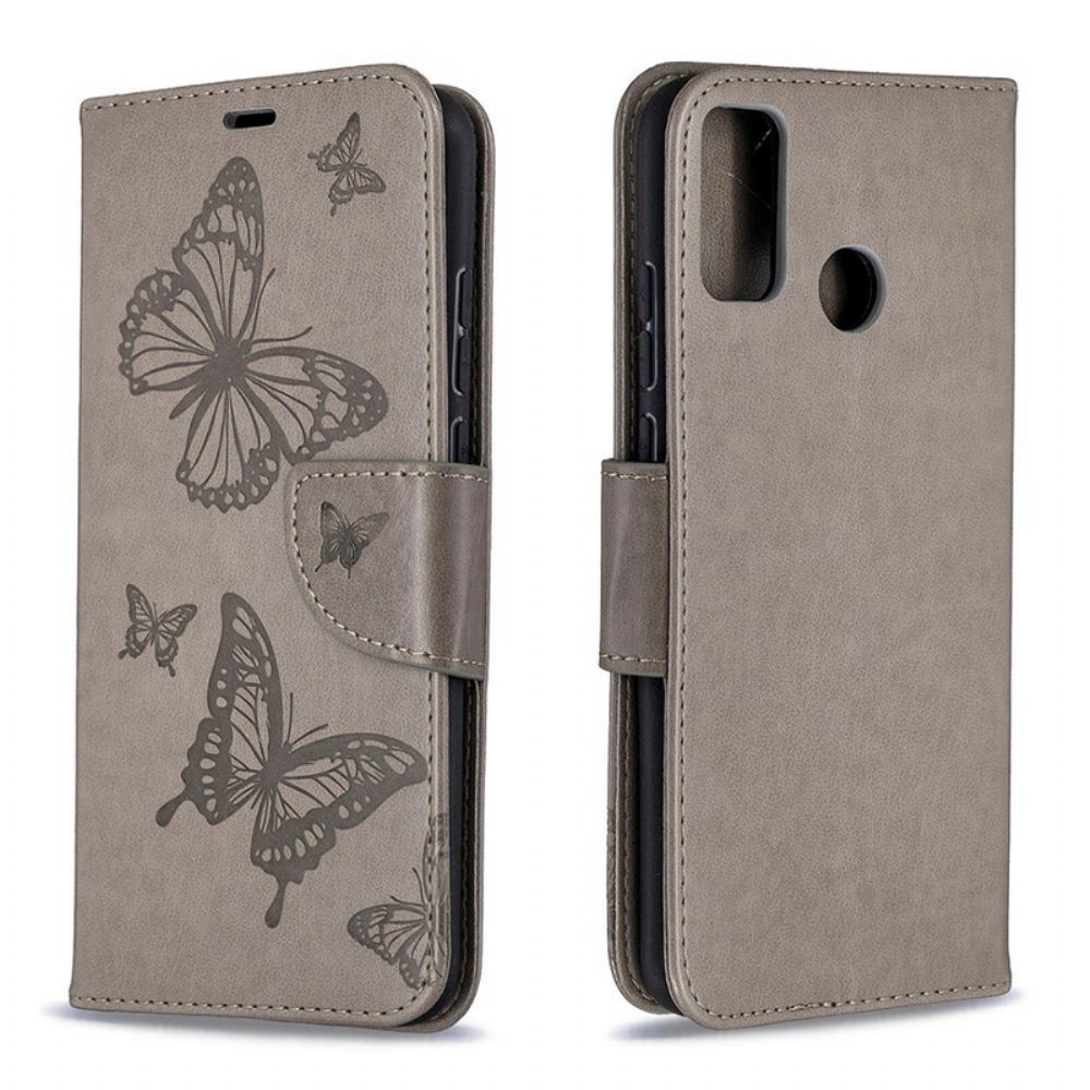 Flip Case Für Honor 9X Lite Flip Case Schmetterlinge Und Schräge Klappe