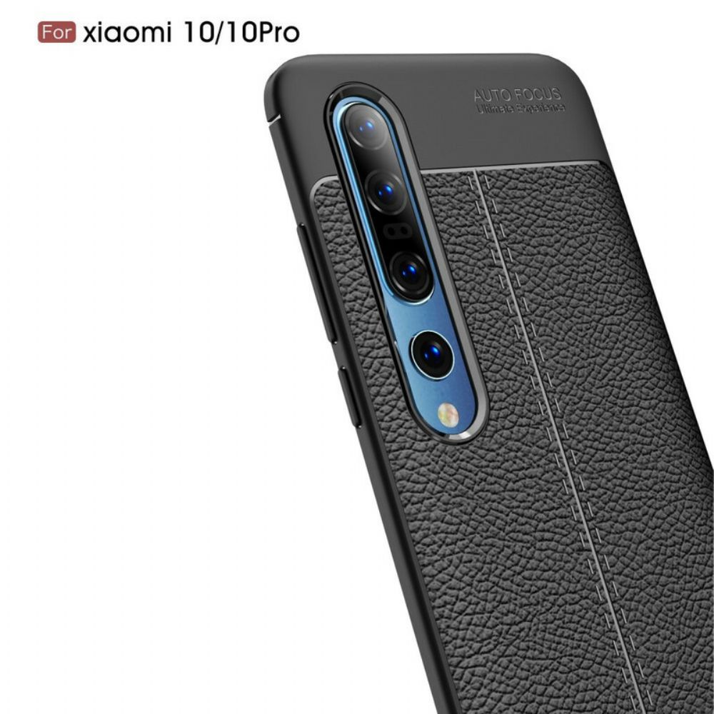 Hülle Für Xiaomi Mi 10 / 10 Pro Doppellinie Litschi-leder-effekt