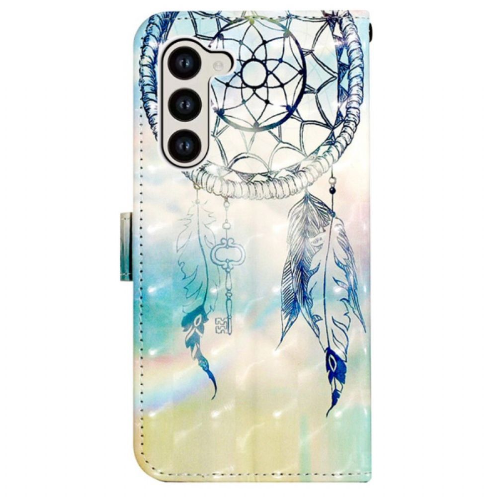 Lederhüllen Für Samsung Galaxy S24 5g Blauer Aquarell-traumfänger