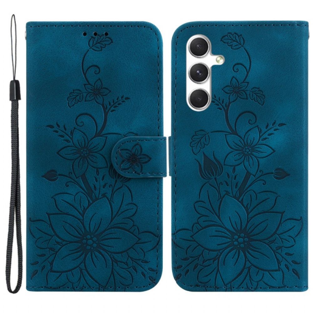 Lederhüllen Für Samsung Galaxy S24 5g Riemen Mit Blumenmuster