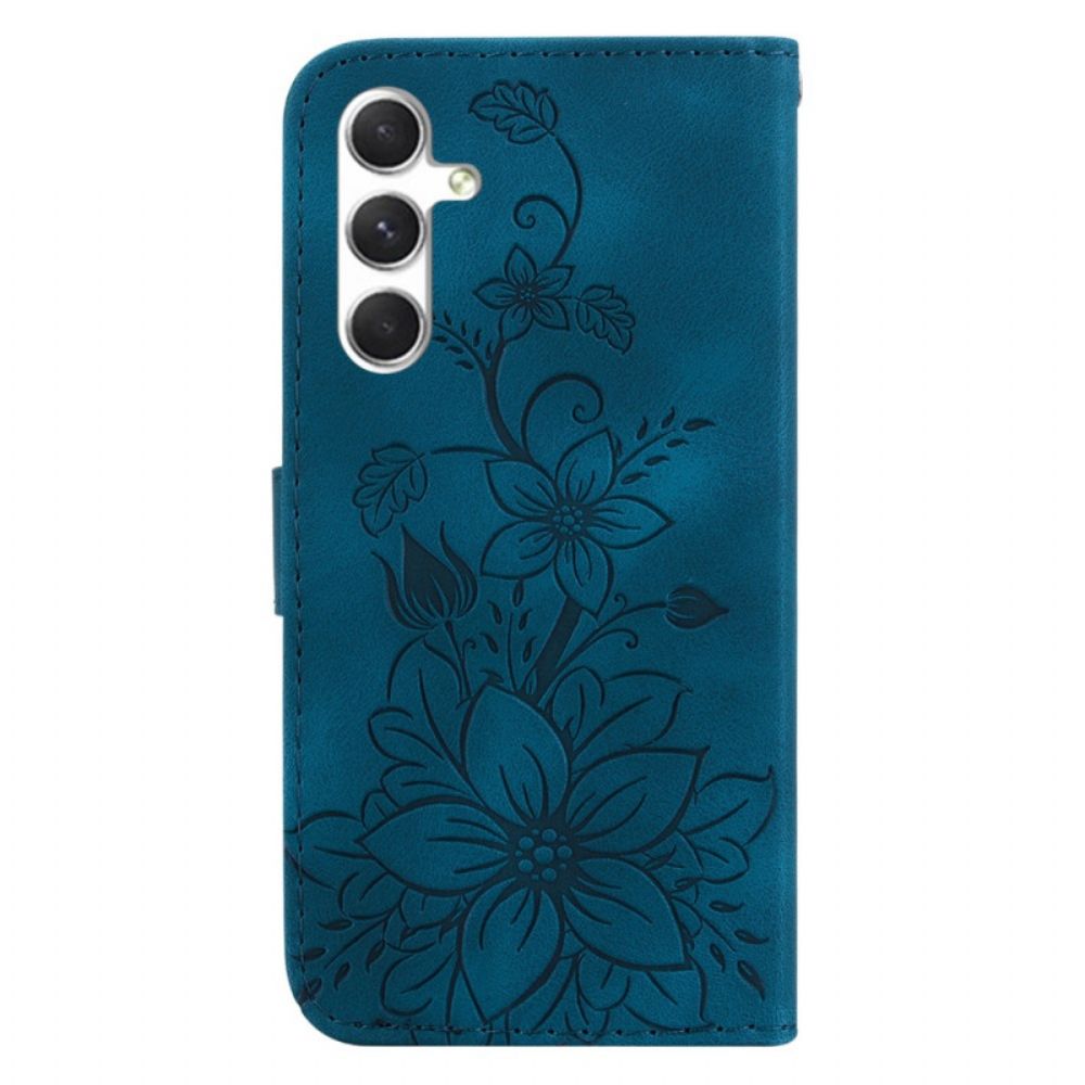 Lederhüllen Für Samsung Galaxy S24 5g Riemen Mit Blumenmuster