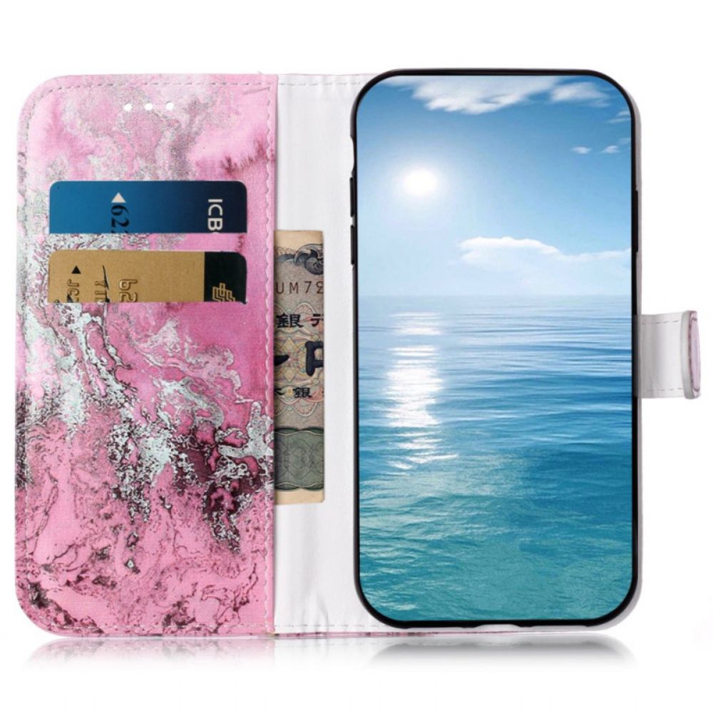 Lederhüllen Für Samsung Galaxy S24 5g Rosa Marmormuster