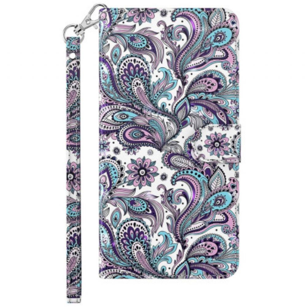 Lederhüllen Samsung Galaxy S24 5g Handyhülle Paisley-muster Mit Riemen