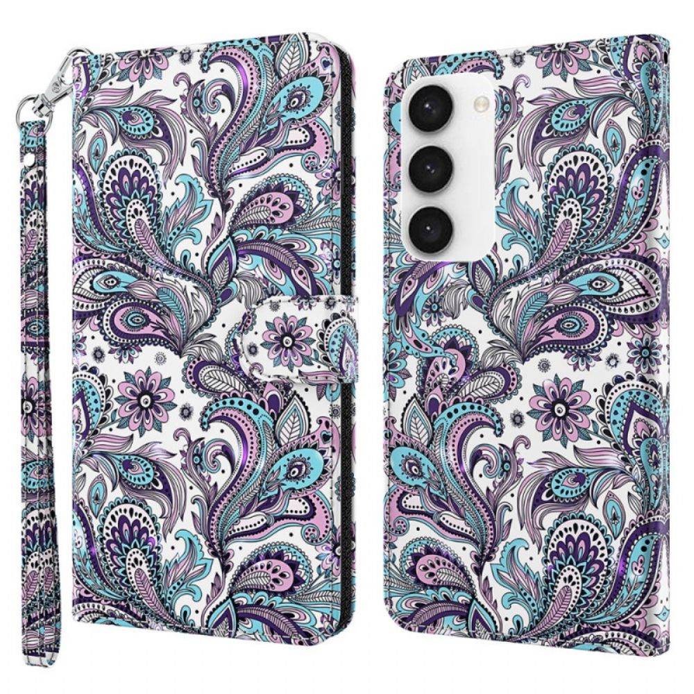 Lederhüllen Samsung Galaxy S24 5g Handyhülle Paisley-muster Mit Riemen