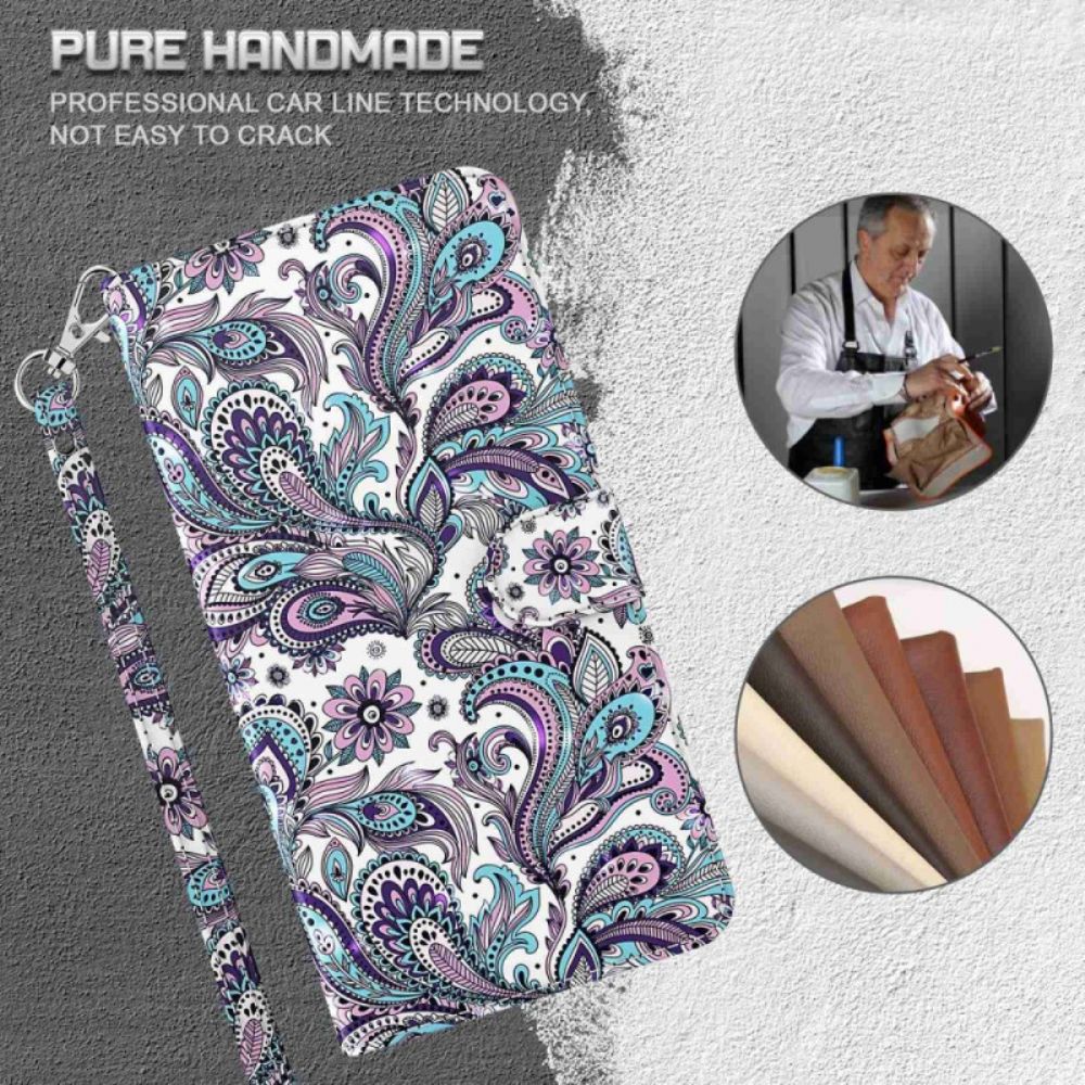 Lederhüllen Samsung Galaxy S24 5g Handyhülle Paisley-muster Mit Riemen