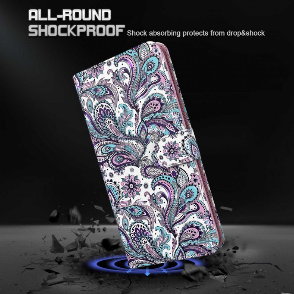 Lederhüllen Samsung Galaxy S24 5g Handyhülle Paisley-muster Mit Riemen