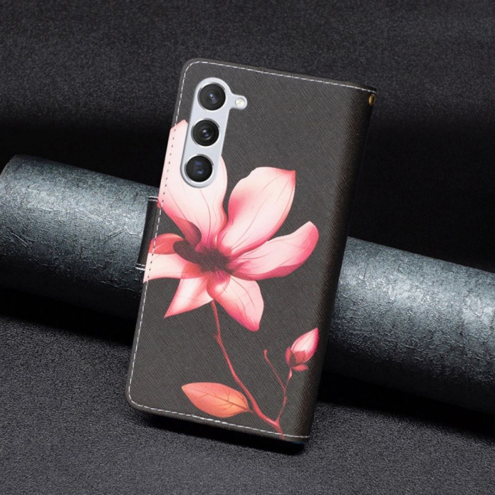 Lederhüllen Samsung Galaxy S24 5g Handyhülle Rosa Blumen-geldbörse Mit Riemen