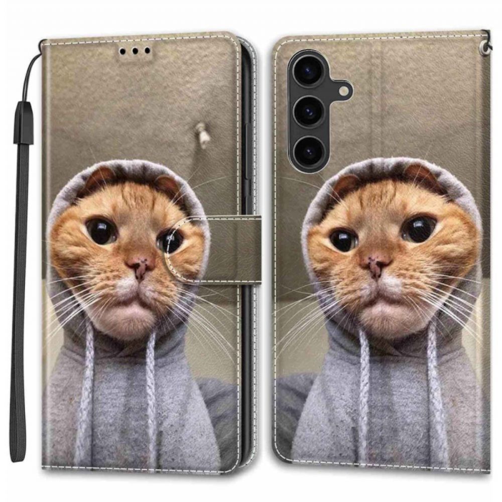 Lederhüllen Samsung Galaxy S24 5g Handyhülle Yo Cat Mit Schlüsselband