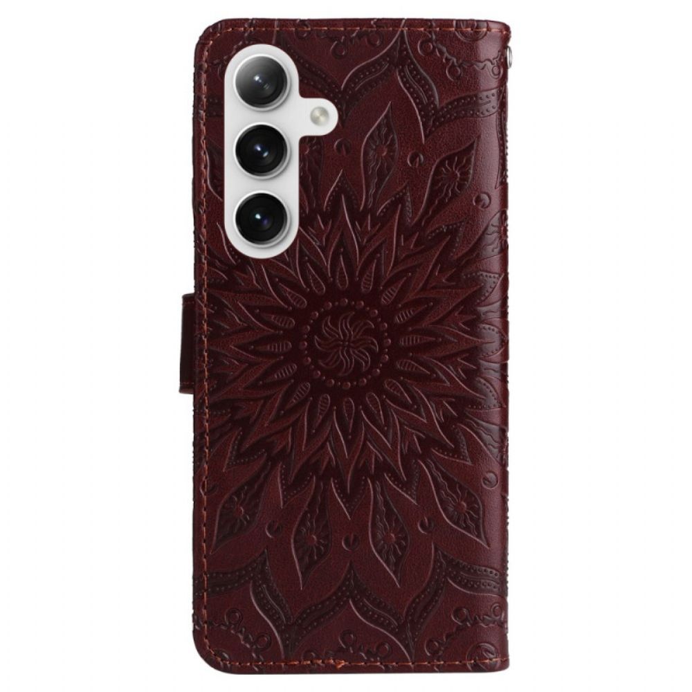 Lederhüllen Samsung Galaxy S24 5g Hervorragendes Mandala Mit Riemen