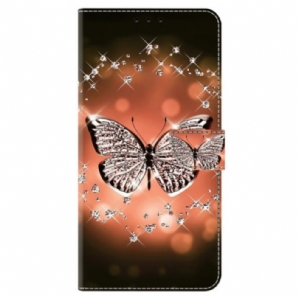 Lederhüllen Samsung Galaxy S24 5g Kristallschmetterling