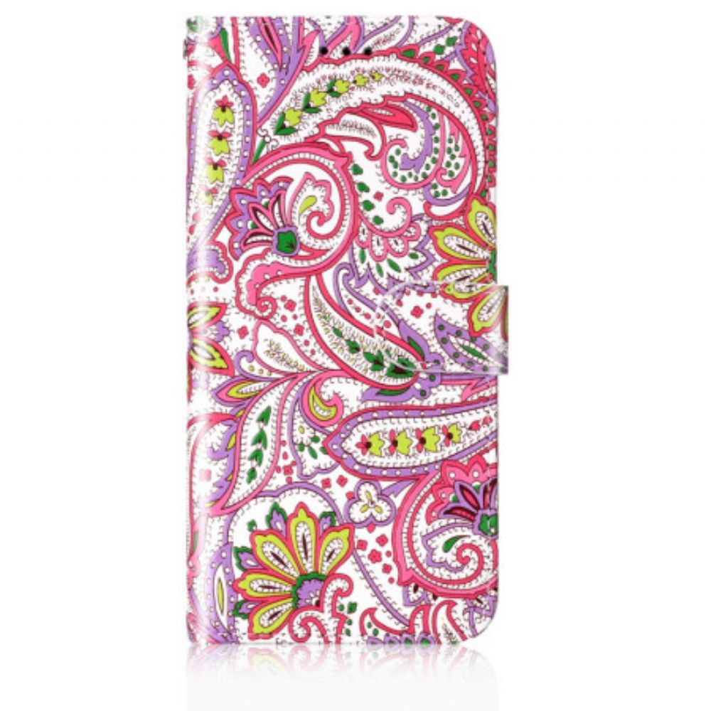 Lederhüllen Samsung Galaxy S24 5g Rosa Blumenmuster Mit Riemen