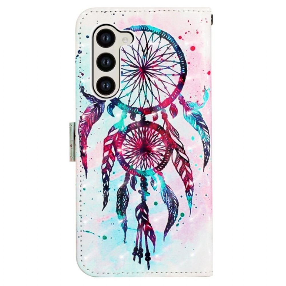 Lederhüllen Samsung Galaxy S24 5g Roter Aquarell-traumfänger