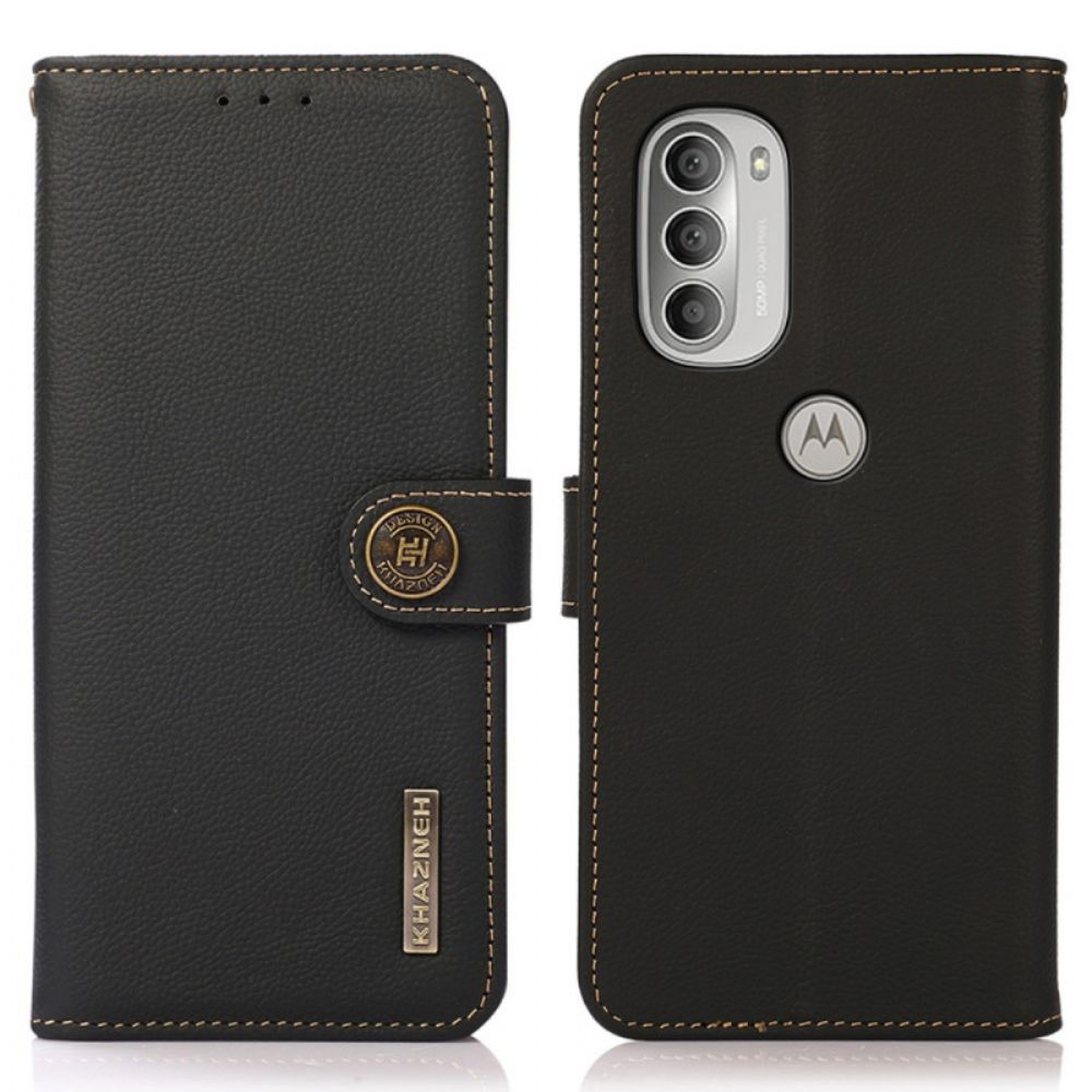 Flip Case Für Moto G51 5G Echtes Leder Khazneh Rfid