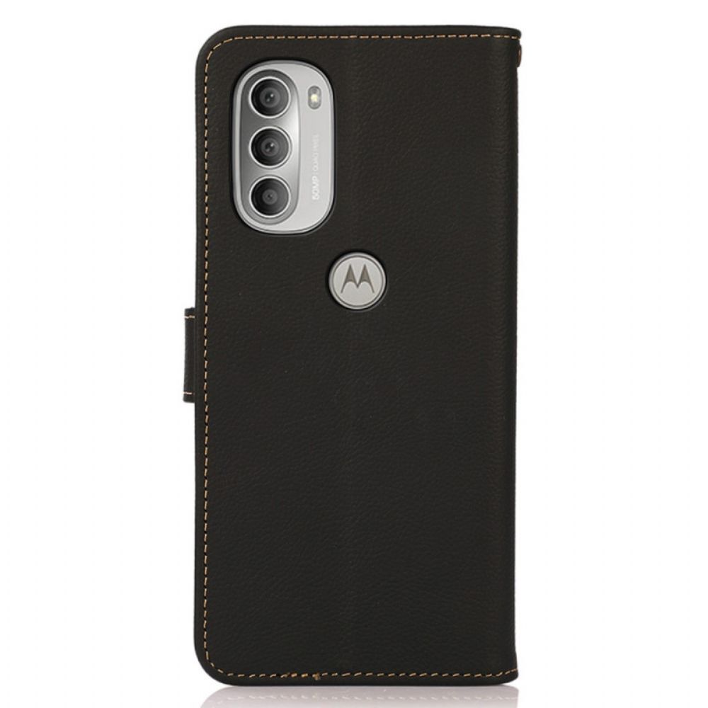 Flip Case Für Moto G51 5G Echtes Leder Khazneh Rfid