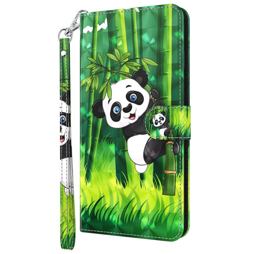 Flip Case Für Moto G51 5G Panda Und Bambus